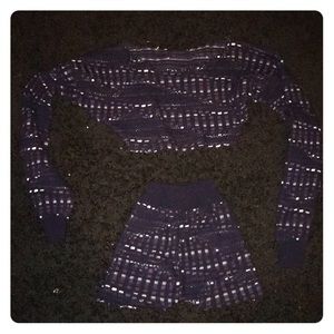 Two piece sweater crop top shorts set